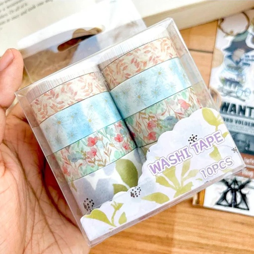 SCOTCH WASHI TAPE BLACK /FLEUR 10P BMK 727-17