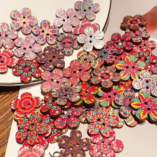 CRAFT BOUTONS BOIS IMPRIMES MIX BMK 564-14
