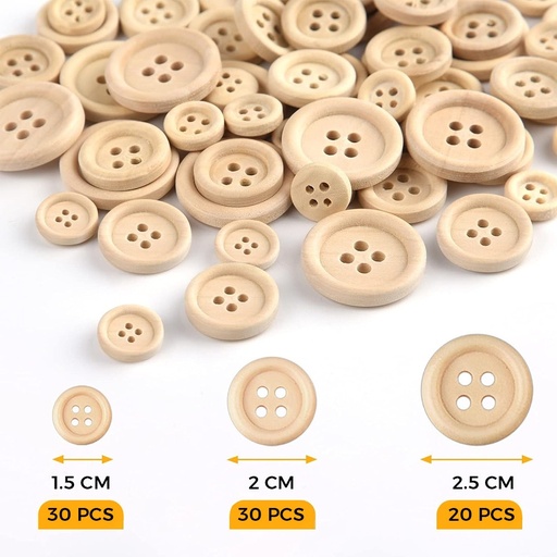 CRAFT BOUTONS BOIS NATURE MIX 4 TROUS BMK 564-16